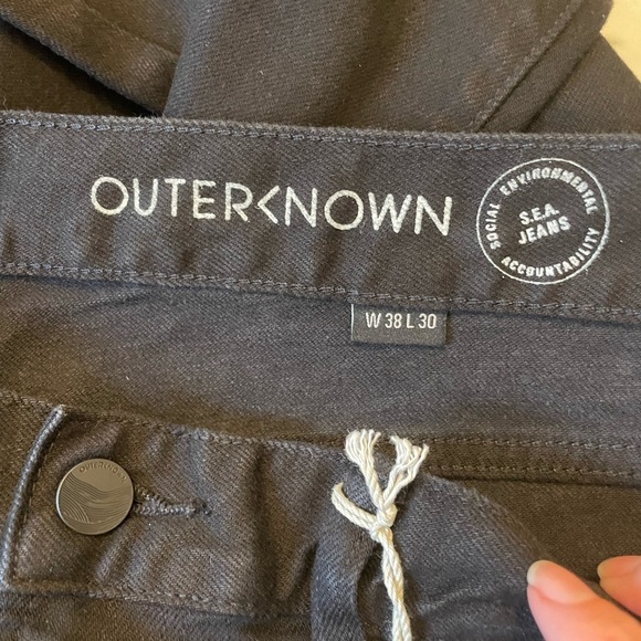 Outerknown Jet Black Organic Cotton Local Straight Fit S.E.A. Jeans 38x30 NWT - Picture 6 of 10